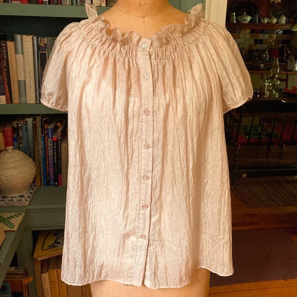 Sami & Jo Tops - Shimmery Gold Peasant-style Summer Blouse